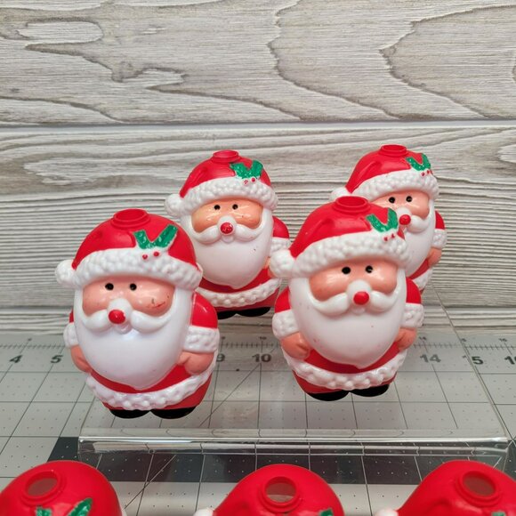 8 Santa Claus Light Covers Plastic Blow Mold Christmas St Nick Figurine Vintage - Picture 5 of 7